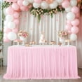 thumbnail image 2 of Tulle Table Skirt White 75 cm x 122 cm Recyclable Transparent Ruffled Polyester Table Decoration For Wedding Birthday Banquet, 2 of 6