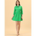thumbnail image 3 of INSPIRE CHIC Women's 3/4 Sleeve Button Front Flare Mini Shirt Dress, 3 of 6