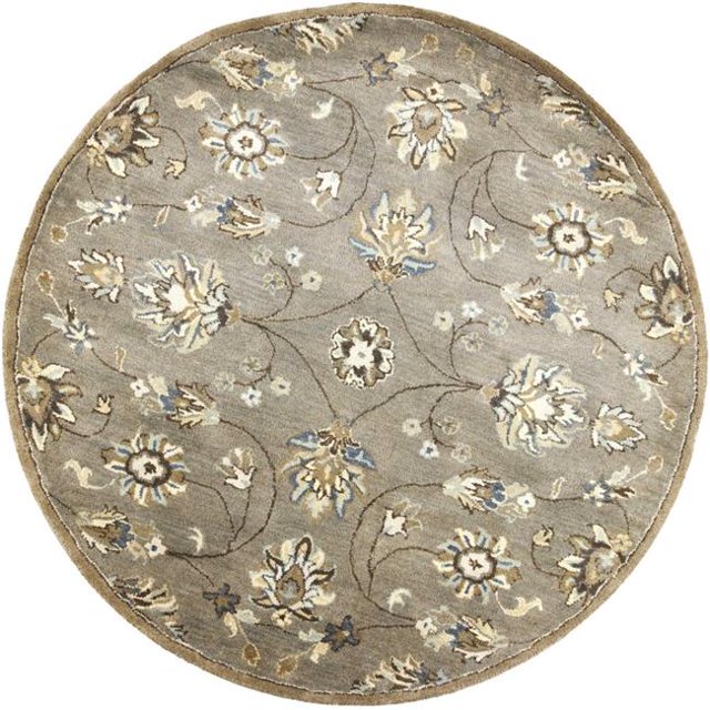 HomeRoots 352895 Tapis Rond en Laine Gris de 5 Pi 6 Po