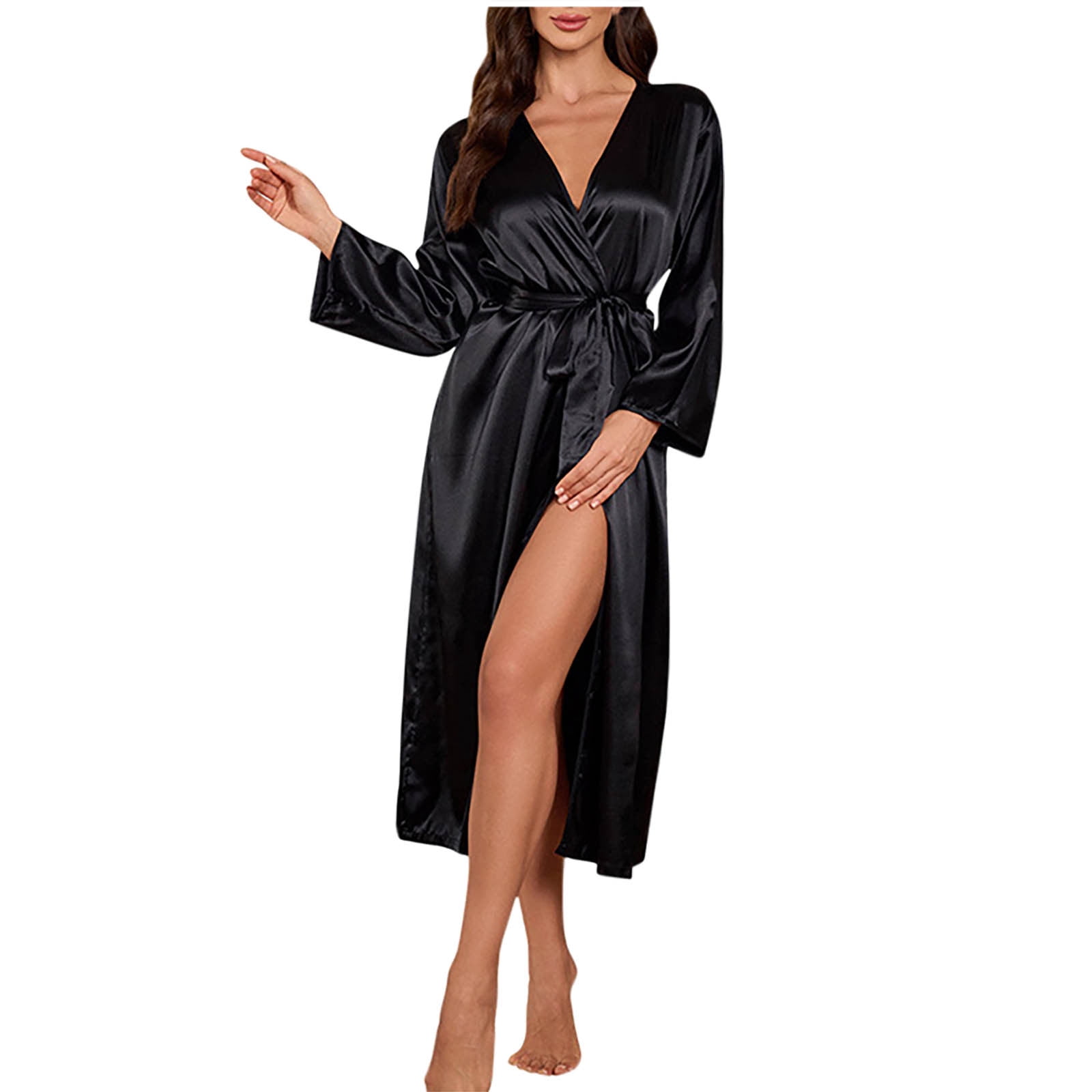 Sating Robe Women's Satin Robe Mid Lenght Classic Satin Kimono Robes Lounge ...