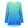 thumbnail image 5 of HKEJIAOI T-Shirts à Manches Longues en Polyester pour Femmes à Imprimé Floral Hauts d'Été à Manches Longues pour Femmes 2023 Col Ras du Cou, 5 of 5