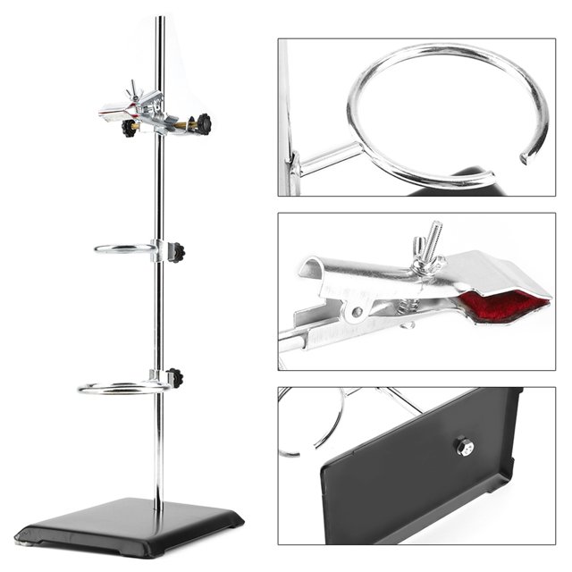Laboratory Stand Support Platform, Sturdy Simple Lab Instrument, Physics Chemistry Experiment, Schools Factories Families, Black Iron 21.5x14x51cm