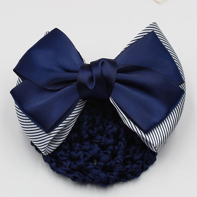 VONKY Easy To Wear Bow Work Hair Clips For Effortless Hairstyling On Go Wide blue fine net 1Set
