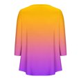 thumbnail image 3 of Pisexur Womens Plus Size Sweatshirt Gradients 3/4 Length Sleeve Tops Fall V-Neck Blouses Spring Ruffle Sleeve Tunic T-Shirts Dressy Casual, 3 of 4