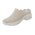 thumbnail image 1 of XIAQUJ Sport Mode Été à Semelle Compensée Espadrilles pour Femmes à Bout Rond en Maille Décontractées à Enfiler Chaussures pour Femmes Espadrilles pour Femmes Espadrilles Mode pour Femmes Beige 9(41), 1 of 5