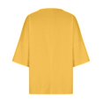 thumbnail image 3 of CHOK 3/4 Manches Chemises en Lin pour les Femmes Ample Ajustement Col Rond Tops Couleur Unie Été Décontracté Tees Noir M, 3 of 5