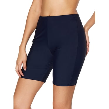Charmo Short de Planche Long pour Femmes Taille Haute Bas de Maillot de Bain Uni Short de Bain