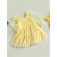thumbnail image 3 of Fortune Robe Trapèze Princesse pour Bébé Fille Manches Longues en Maille Tulle Robe à Imprimé Marguerites, 3 of 9