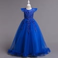 thumbnail image 1 of Liquidation et Promo, Robe d'Été pour Fille, Sans Manches à Volants en Dentelle, Broderie à Col Rond, Jupe Princesse en Tulle avec Nœud, Décontractée pour Fête, Tenue de Festival, Légère, Respirante, Âge 4-12 Confort Douillet, 1 of 7