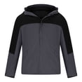 thumbnail image 4 of Pisexur Vestes pour Hommes Manteaux Confortables pour Hommes Unisexe à Capuche Manches Longues Patchwork Fermeture Éclair Coquille Rigide Molleton Randonnée Vêtement d'Extérieur Manteau Gris Foncé,4TG, 4 of 8