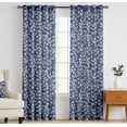 thumbnail image 2 of Vargottam 84 Inch Rod Pocket/Back Tab Cotton Curtains for Windows and Doors - Light Filtering Cotton - Light Filtering Drapes For Doors - Set of 2 Panels, 52"x84" - Leaves Vine Design (Blue), 2 of 8