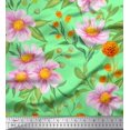 thumbnail image 1 of Soimoi Rayon Fabric Leaves & Wild Flower Print Sewing Fabric Yard 42 Inch Wide, 1 of 3