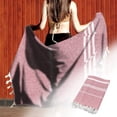 thumbnail image 2 of Serviette de Plage Turque Antiadhésive Motif Rayé Sable pour Adultes Châle de Sauna Extérieur, 2 of 5