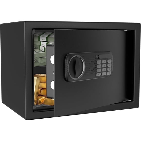 GAZHOME 0.8 Cu.ft Home Small Safe Box, Electronic Security Lock Box Safes with Digital Keypad, Alarm System, Storage Documents Jewelry