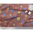 thumbnail image 1 of Soimoi Brown Modal Satin Fabric Circle,Leaves & Floral Hand Drawn Printed Fabric 1 Yard 42 Inch Wide, 1 of 2