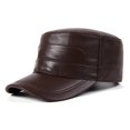 thumbnail image 1 of Men Cowhide Hat Winter Warm Outdoor Protect Ear Real Leather Adjustable Baseball Cap ,Fashion, 1 of 4