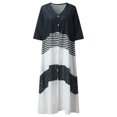 thumbnail image 4 of B91xZ Women Plus Size Maxi Dress Deep V Neck Ruffle Short Sleeve Solid Color Mini Dress,Navy XL, 4 of 5