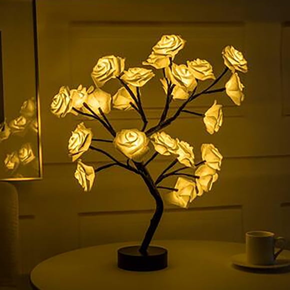 Cagogo under $5 Rose Bouquet LED Lamp, LED Rose Flower Tree Lamp, Handmade Artificial Rose Bouquet Light, USB Battery Powered Night Light, Romantic Bedside Table Lamp, Home Wedding Party Decor Gift