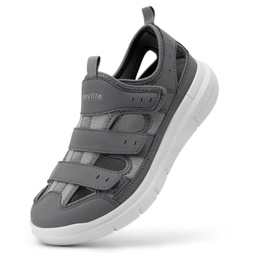 FitVille Men's Wide Summer Sandals Comfort Closed Toe Slipper Diabetic Sandals For Men With Arch Support