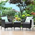thumbnail image 1 of Costway Ensemble de Mobilier d'Extérieur 3 Pcs en Rotin PE Osier Chaises Table Basse Jardin Gris, 1 of 10