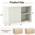 thumbnail image 3 of Costway Stackable Buffet Sideboard Set of 2 with Sliding Doors & Adjustable Shelf Antique White, 3 of 9