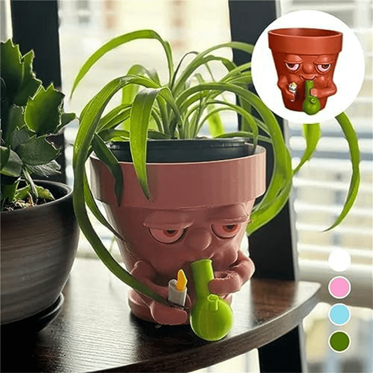 Smoking Pot Growers,Artificial Resin Mini Plant Pots, Indoor Plant