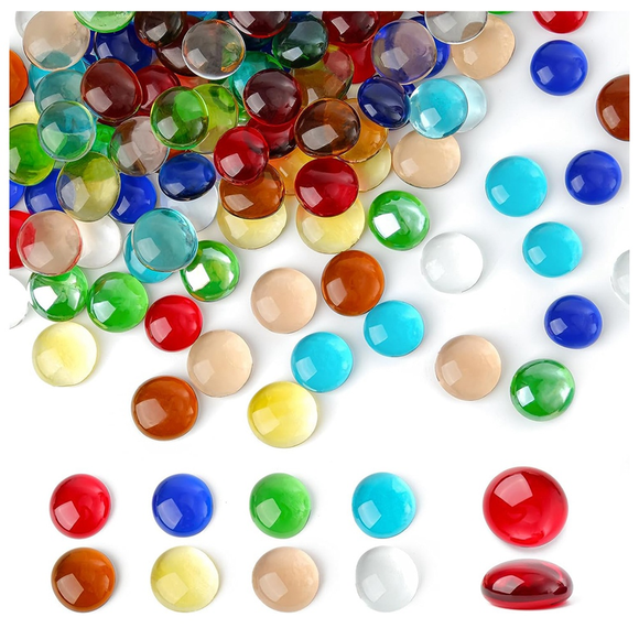 Mini Gemmes en Verre, Couleurs Mélangées Mancala Fond Plat Perles en Marbre pour Décoration Maison Art Artisanat Remplissage de Vase