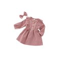 thumbnail image 2 of Kmbangi Baby Girl High-Waist Ruffle Buttons Princess Pleated Dress Headband, 2 of 9