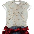 thumbnail image 5 of Liquidation Fatuov T-Shirts Col Rond Grande Taille pour Femmes Manches Courtes T-Shirts Graphiques Été Imprimé Floral Doux Blouses Multicolores, 5 of 5