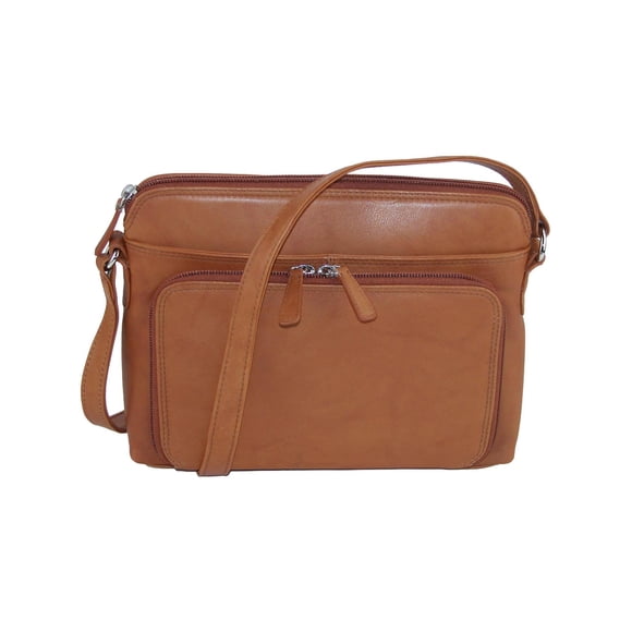 CTM® Leather Shoulder Bag Purse with Side Organizer (Women's)