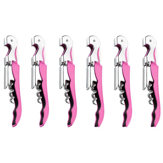 Aspire 60 PCS Double Hinged Corkscrew w/ Foil Cutter, Waiters Wine Bottle Opener - Pink