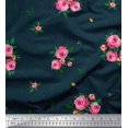 thumbnail image 1 of Soimoi polyester Crepe Fabric Leaves & Rose Flower Print Fabric by Yard 52 Inch Wide, 1 of 3