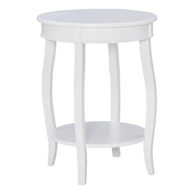 Bowery Hill Table d'Appoint Ronde Contemporaine en Bois avec Tablette, Blanc