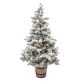 thumbnail image 1 of 4.5 FT prelit flocked potted pine tree,100 5mm dual led (warm white/multi),8 functions,329 tips, 1 of 3