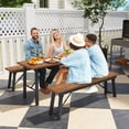 thumbnail image 2 of Topbuy Outdoor Folding Bench Set of 2  55 Inches Long 2-3 Person Acacia Wood Backless Patio Dining Bench, 2 of 8