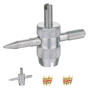 2 Ensembles Outil de Noyau de Valve 4-en-1 en Fer et Cuivre pour Réparation de Tige de Pneu Automobile