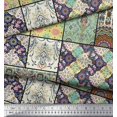 thumbnail image 2 of Soimoi Polyester Crepe Fabric Ogee & Mandala Patchwork Print Sewing Fabric Yard 52 Inch Wide, 2 of 3
