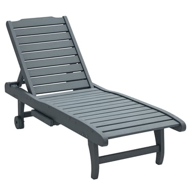 Outsunny Wooden Outdoor Lounge Chair, Adjustable Patio Chaise Recliner