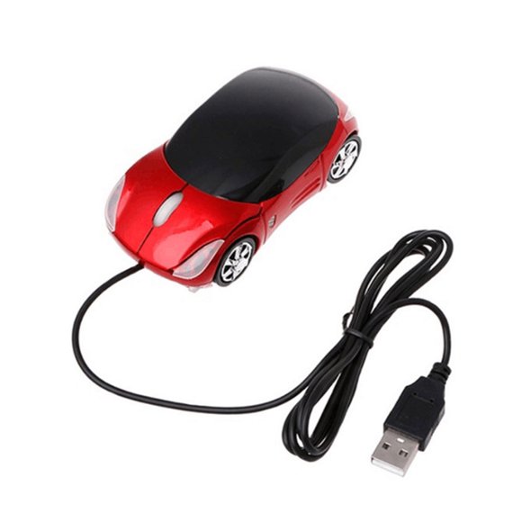 Transemion Universal Fast Speed Car Shaped Wired Ergonomic Optical Mouse Replacement Home Hotel 3 Keys Gaming Computer Mice Show as Picture 1Set