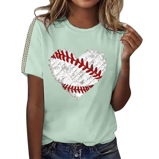 WZXFASHION T-shirt à Imprimé Baseball pour Femmes Été 2025 jusqu'à 50 % de Rabais T-shirt à Manches Courtes pour Femmes