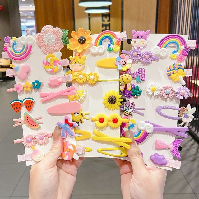 28 Pcs Pinces à Cheveux pour Bébés Filles, Accessoires pour Cheveux Colorés et Mignons / Multicolore