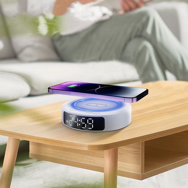 Cagogo under $5 Wireless Charging Alarm Clock, 15W Wireless Charger Alarm Clock, Multi-Functional Bedside Charging Station, LED Digital Clock for iPhone Android, Fast Charging Phone Dock