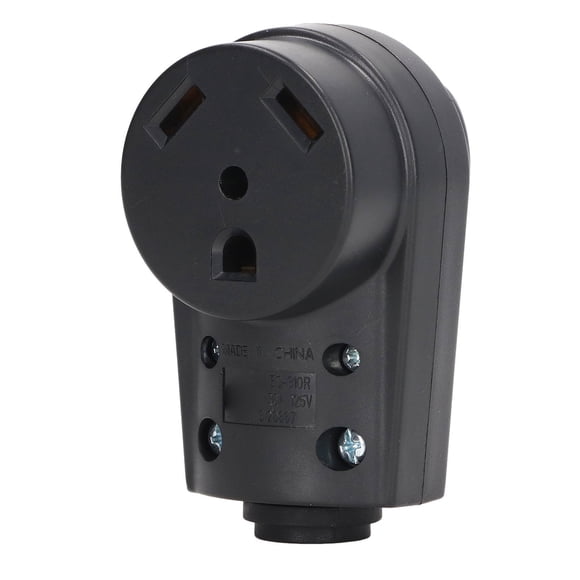ETL-Certified 30 Amp RV Female Plug with Ergonomic Grip Handle - Brass Conductive Core for Superior Electrical Performance, Nylon Housing for Sturdy & Reliable Structure, Includes Strain Relief Clips