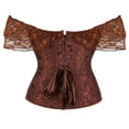 thumbnail image 4 of Cameland Corset à Manches Courtes pour Femmes, Haut Court Ajusté à Col Bateau Uni, 4 of 7