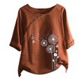 thumbnail image 4 of DPTALR Women Casual Button Floral Print Short Sleeve T-Short Blouse Tops, 4 of 4