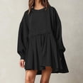 thumbnail image 1 of EGNMCR Robes de Fête pour Femmes Mode Chandail Décontracté Surdimensionné pour Femmes Robe à Manches Longues Col Rond Mini-Robes Patchwork pour Dames, 1 of 8