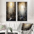 thumbnail image 1 of Designart "Forest Tree Monochrome Moonlit Forms II" Tree Monochrome Framed Wall Art Set Of 2 - Gold Floral Framed Canvas Set For Living Room Decor, 1 of 6