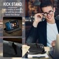 thumbnail image 3 of CaseMe Wallet Case Premium Handmade PU Leather Phone Case Card Slots Magnetic Closure Zipper Pocket Kickstand Flip Case with Hand Strap for iPhone 14 Pro (Black), 3 of 9