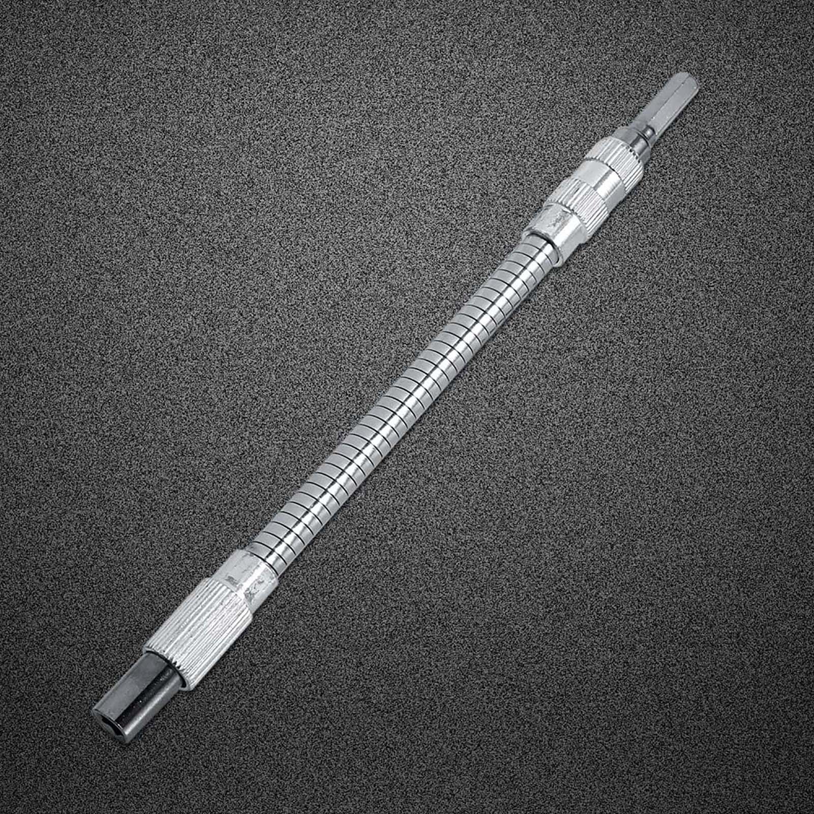 Flexible Screwdriver Extension Bit Holder 7.87in Hex Shank for Tight Spaces with 6.35mm 1/4" Shank for Electric Screwdrivers and Cordless Drills