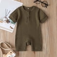 thumbnail image 2 of AherBiu Newborn Onesie Short Sleeve Jumpsuit Baby Clothes Ribbed Button Crewneck Summer Short Rompers Overalls, 2 of 7
